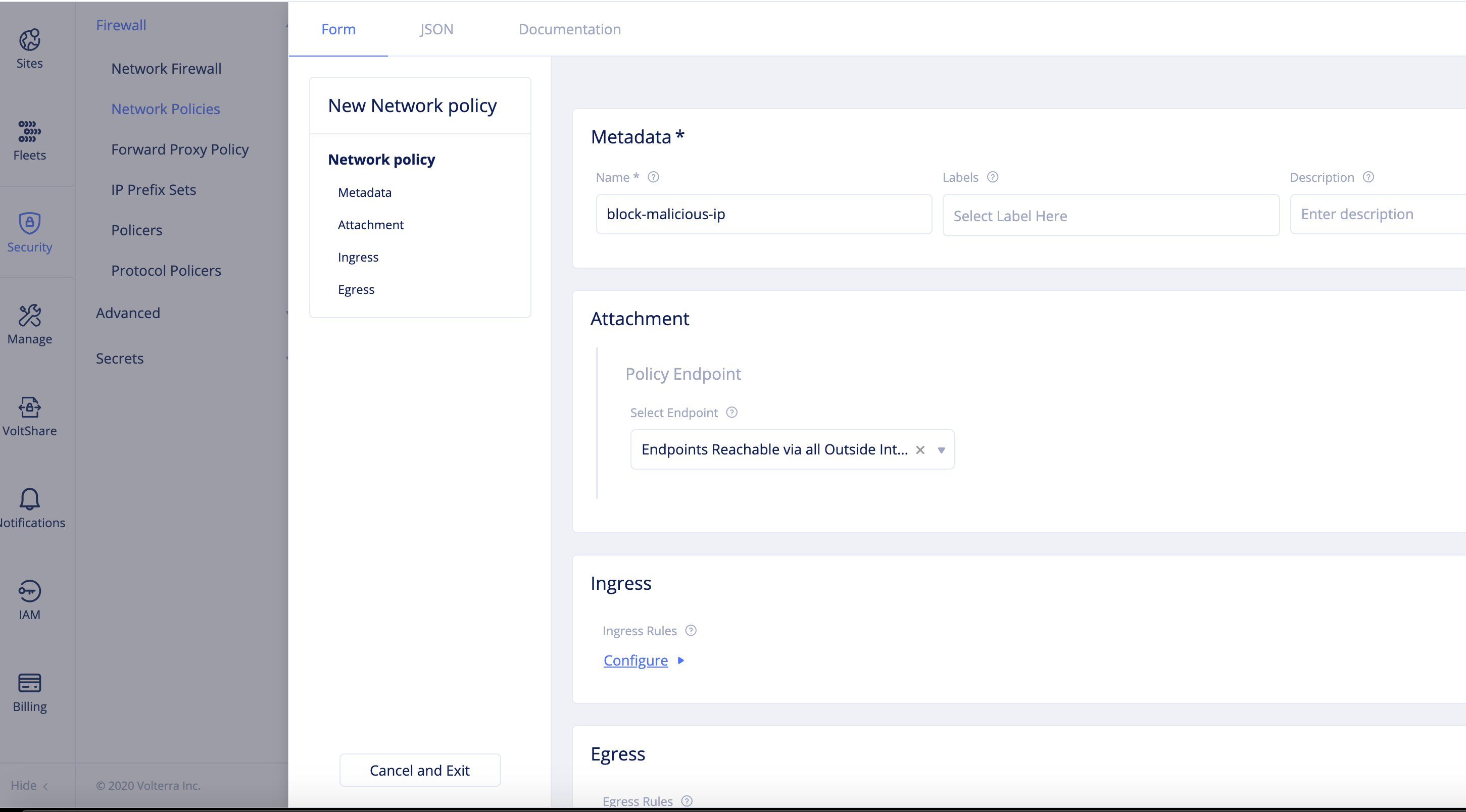 Figure: Network Policy Endpoint Configuration
