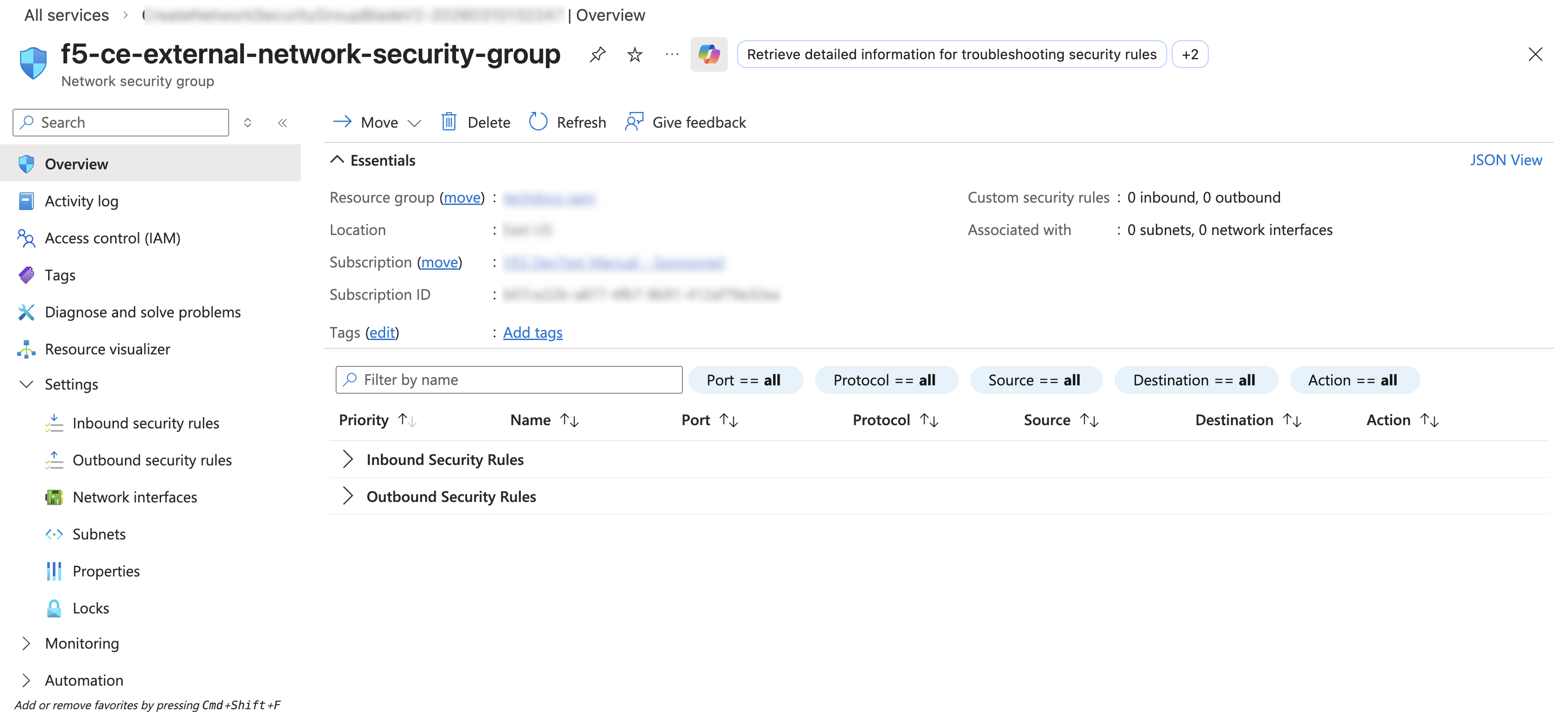 Figure: Network Security Group