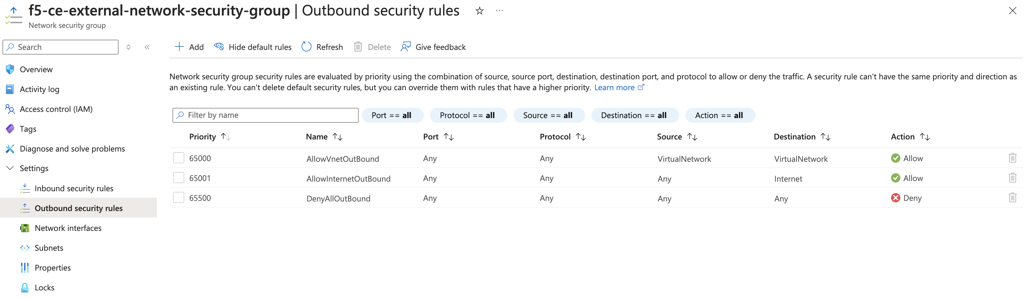 Figure: Outbound Rules