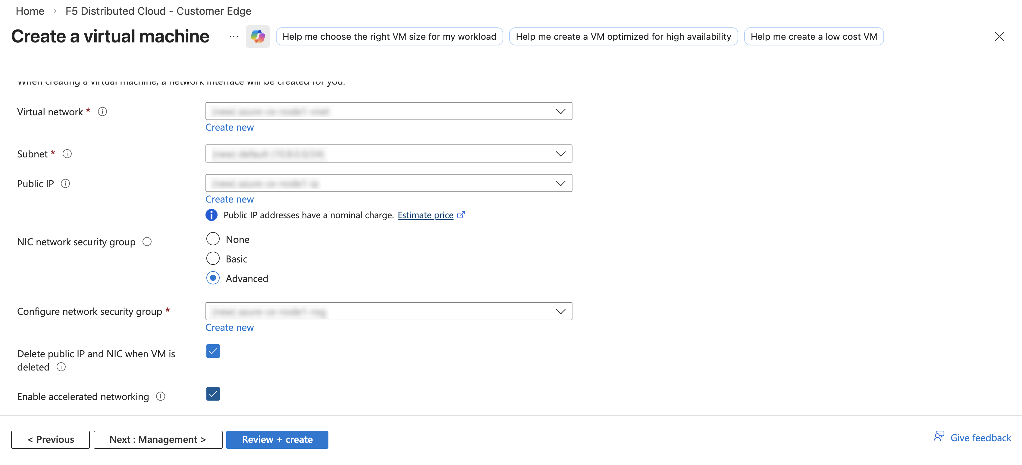 Figure: Configure VM Networking