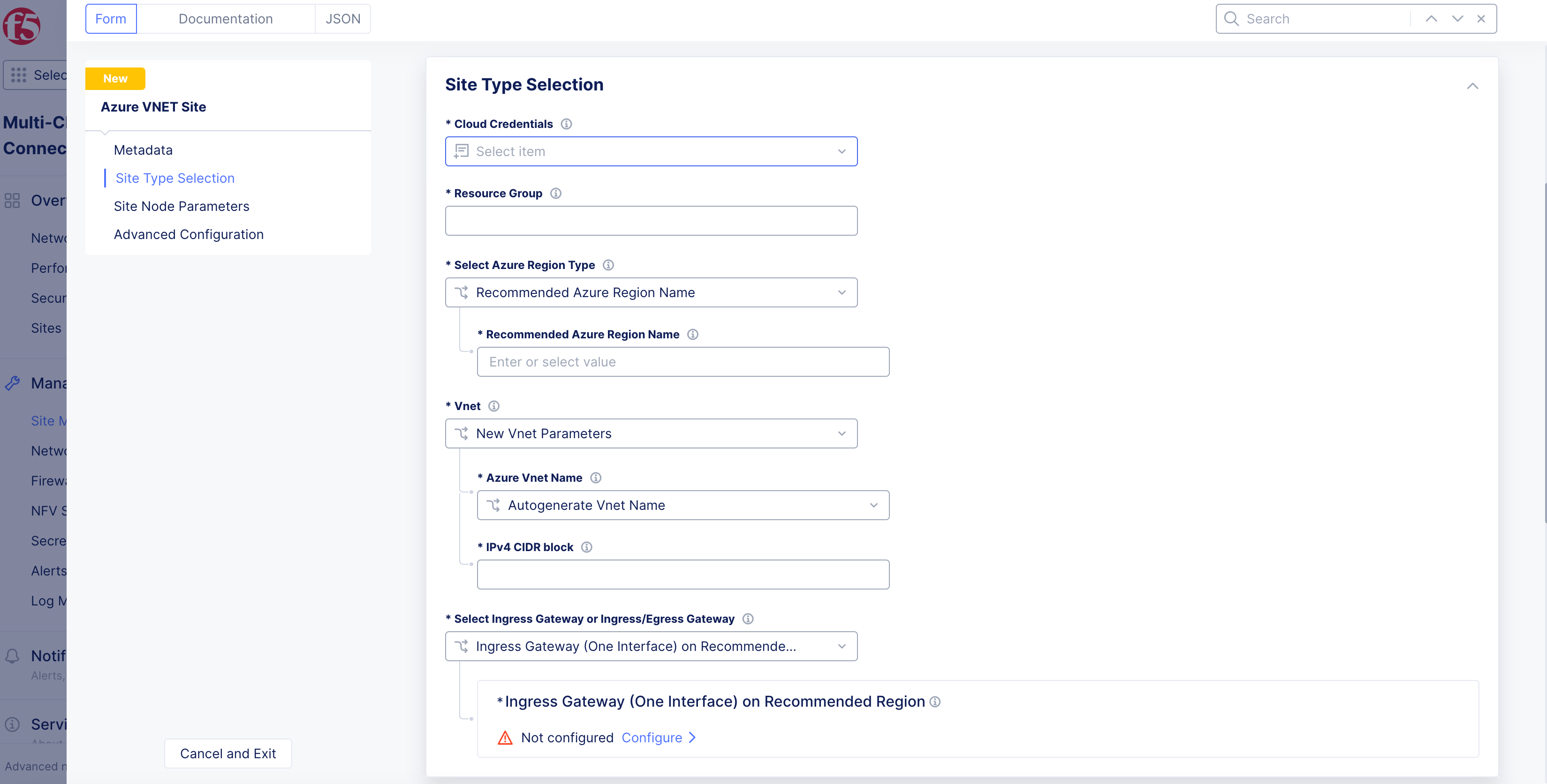 Figure: Cloud Credentials Option