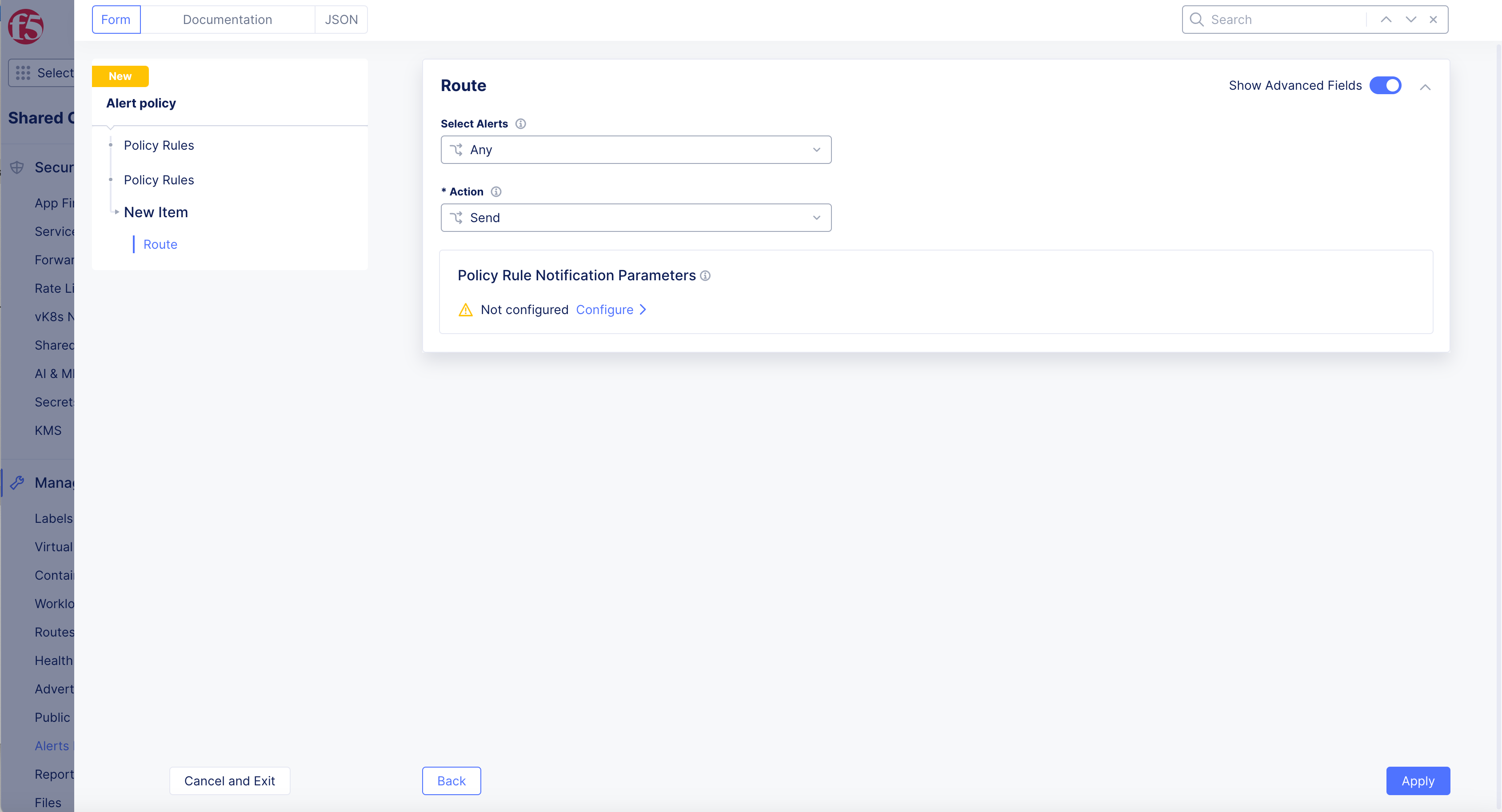 Figure: Alert Policy