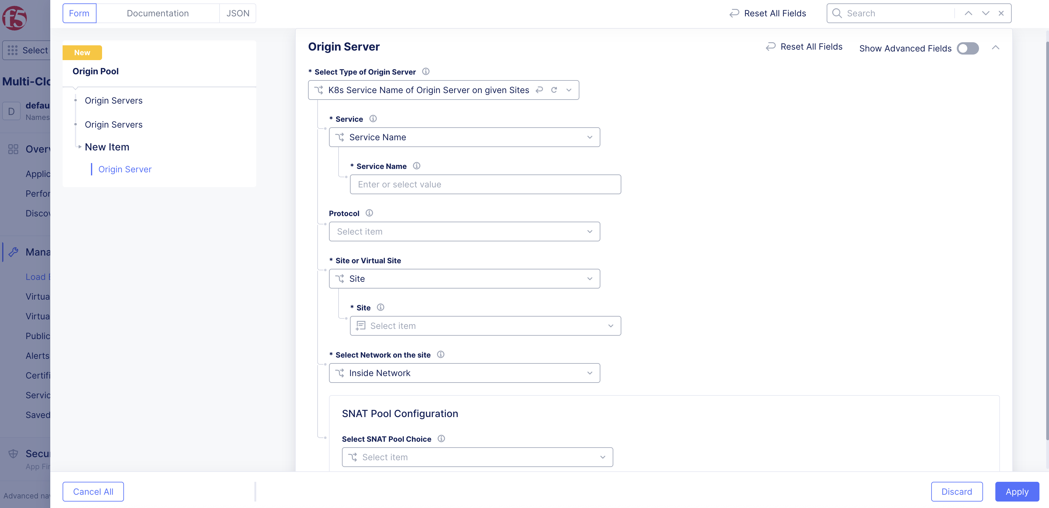 Figure: Configure Origin Server