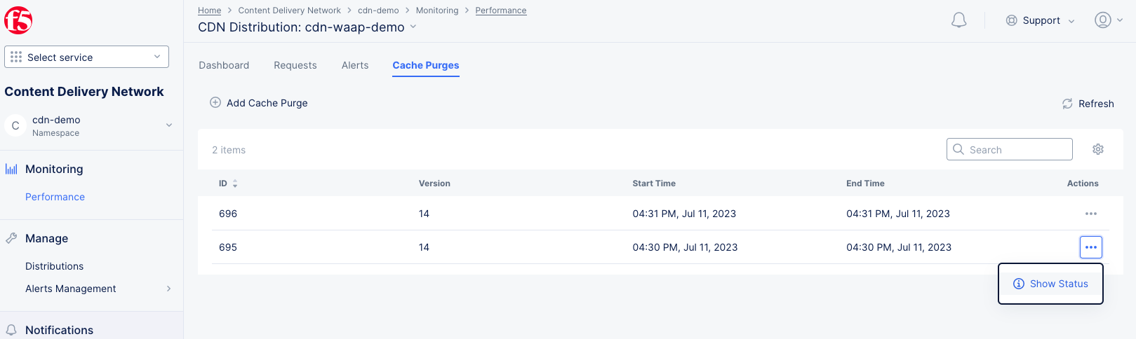 Figure: Distribution Cache Purges