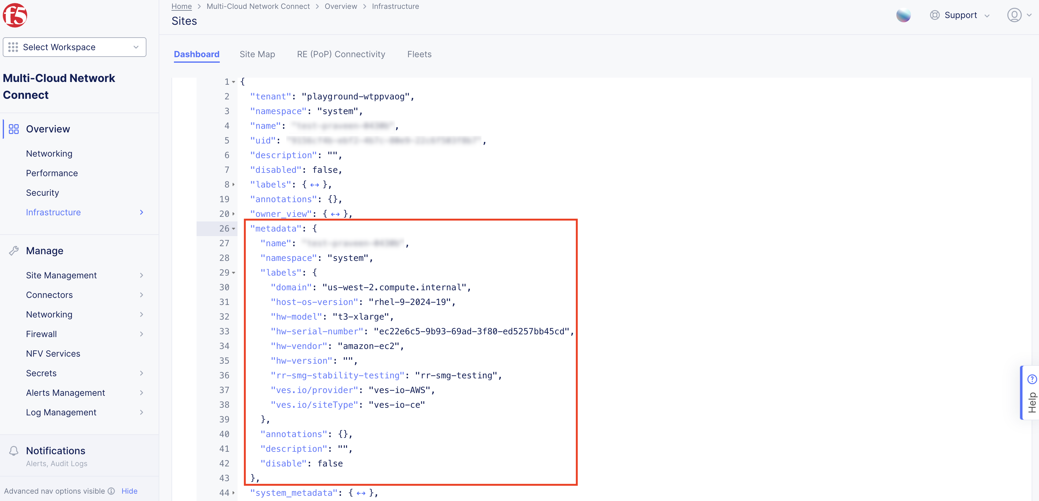 Figure: JSON for Metadata