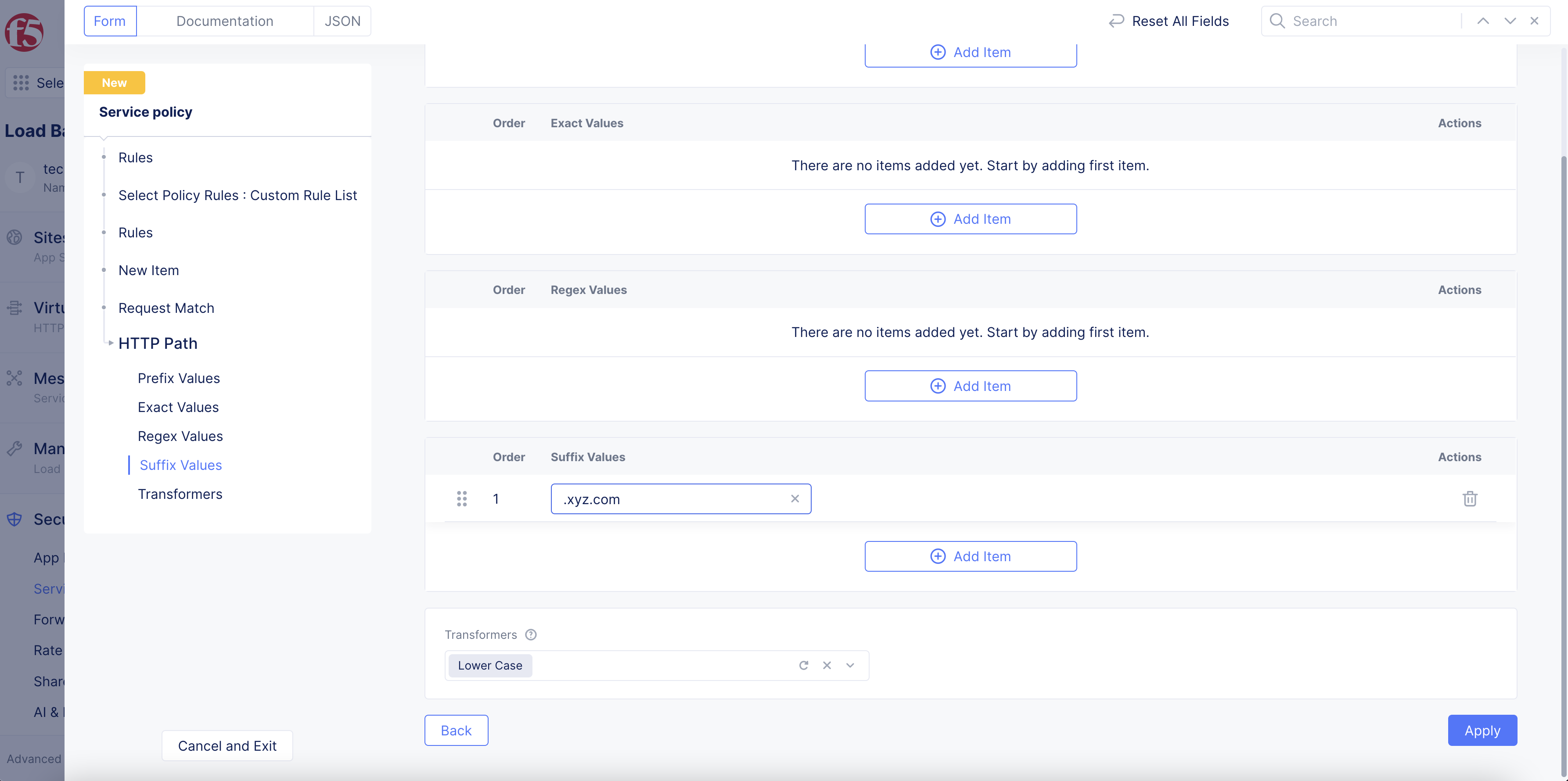 Figure: Custom Rule for HTTP Path - Suffix