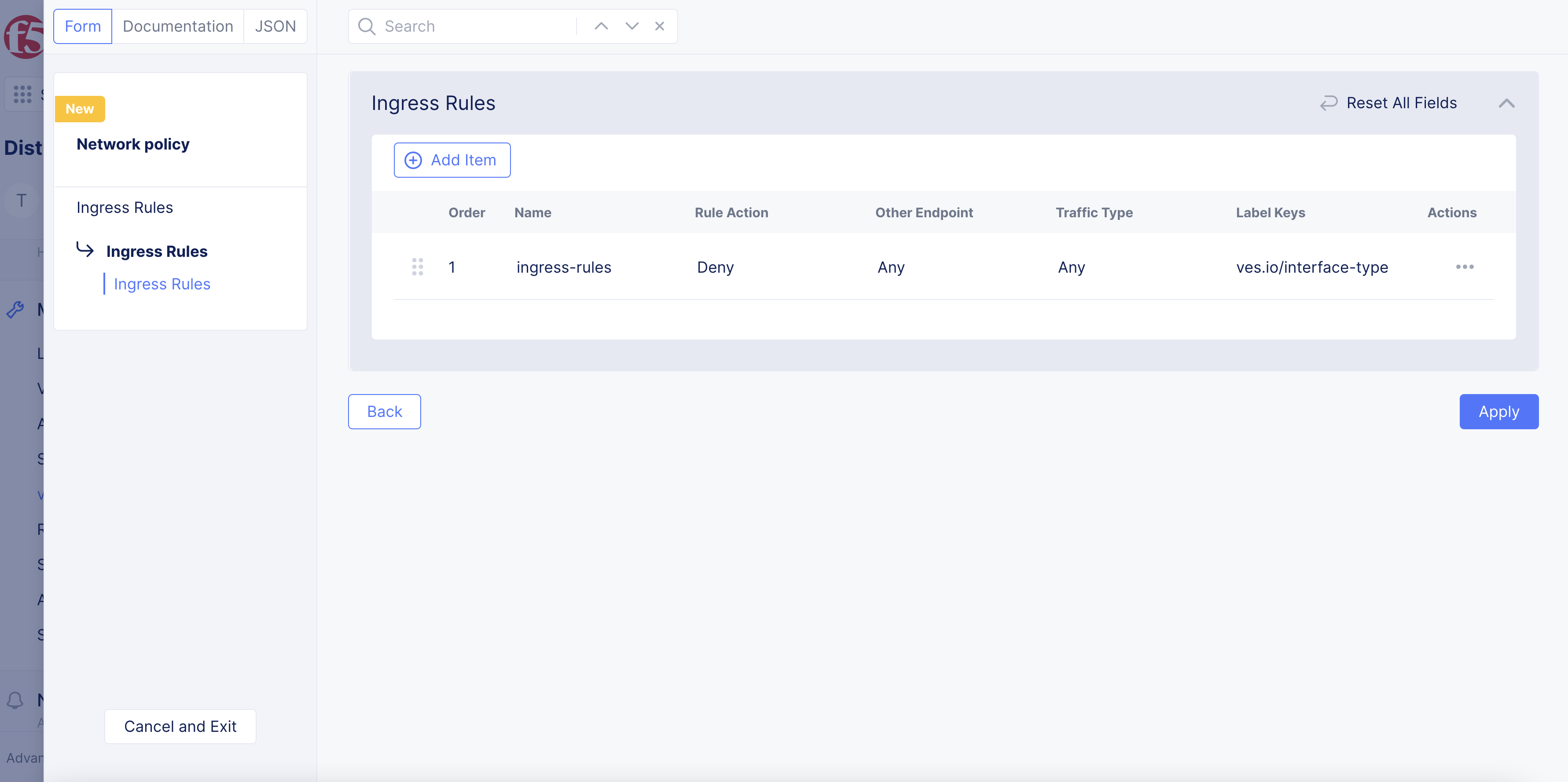 Figure: Ingress Rule Configuration