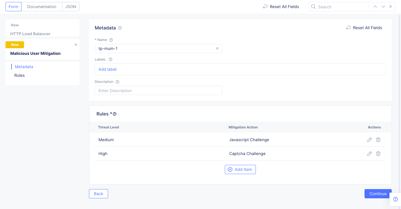 Figure: Custom Malicious User Mitigation Rules