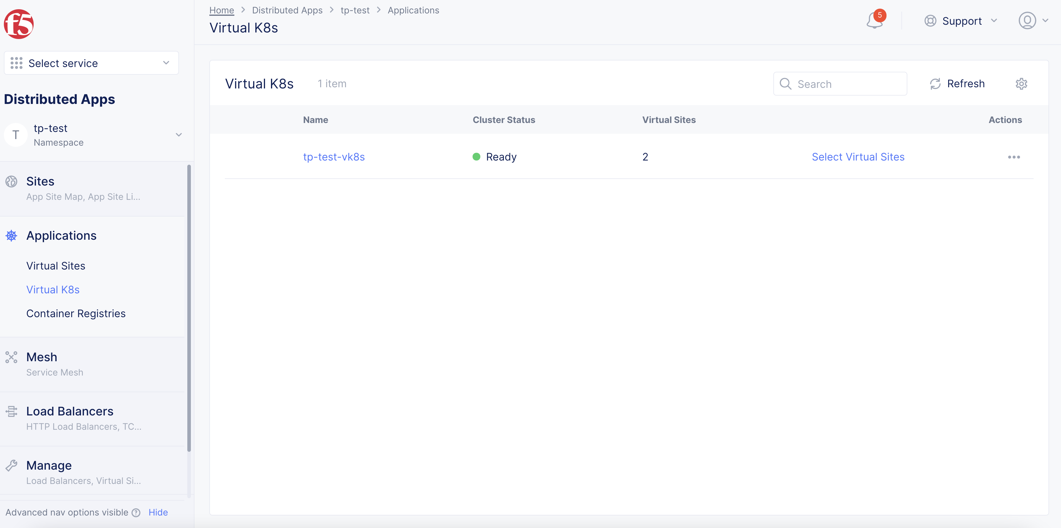 Figure: Virtual K8s List