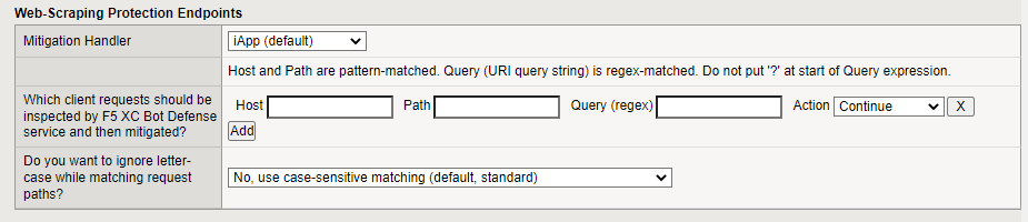 Figure: iApp Connector Web Scraping Configuration screen